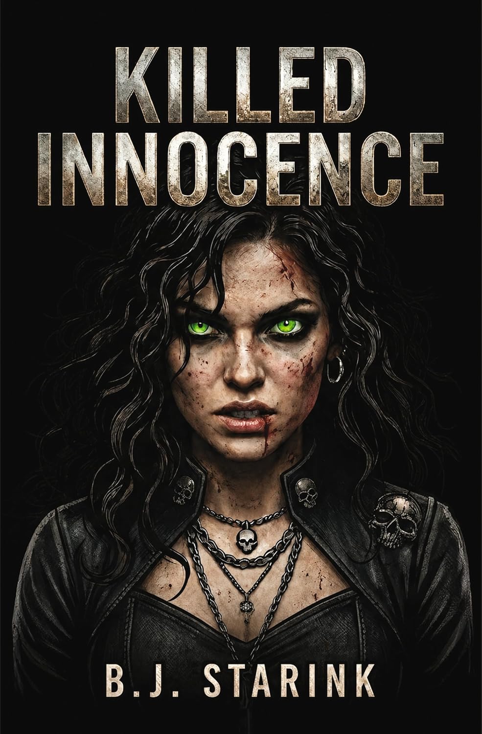 Dark psychological crime thriller scene representing Killed Innocence by B.J. Starink